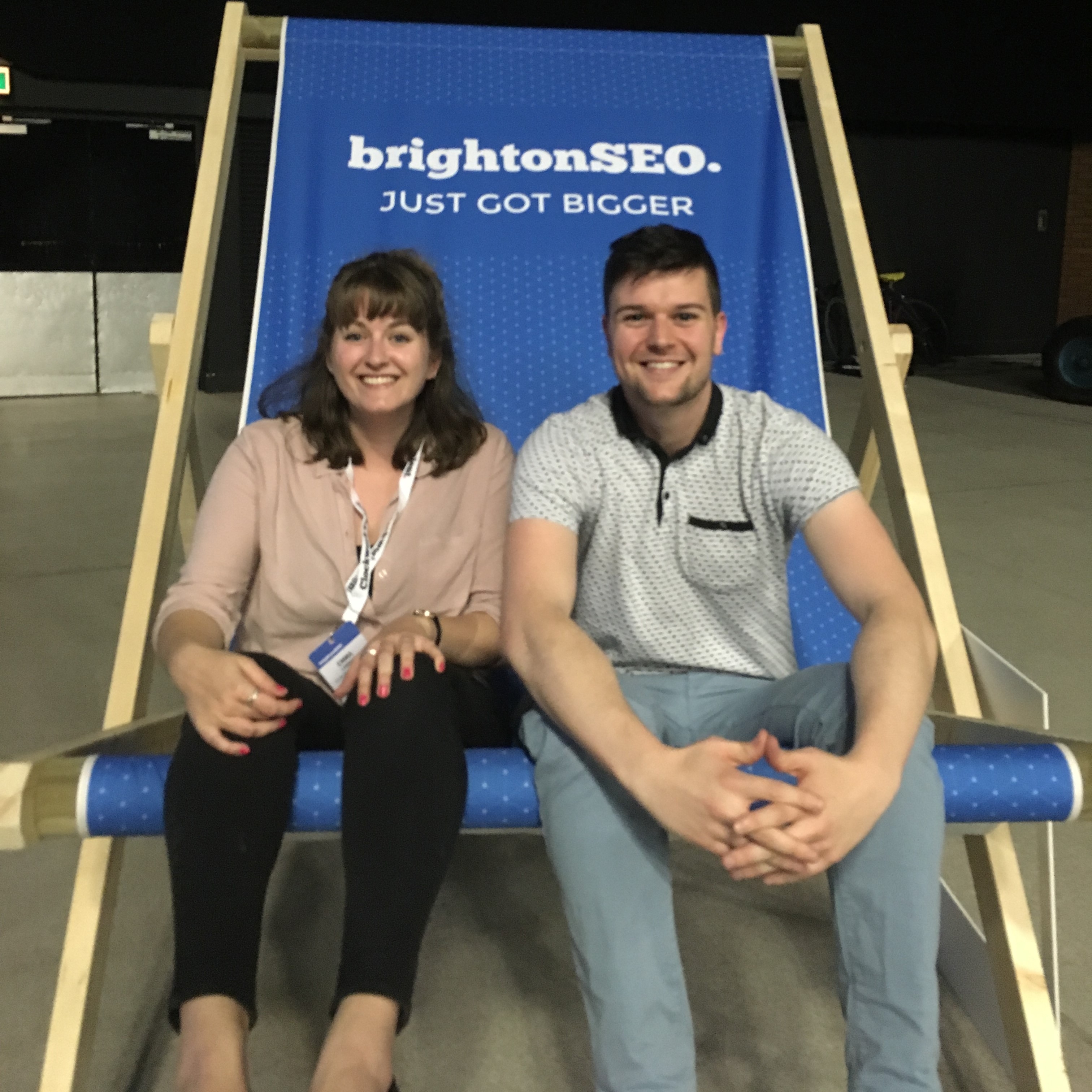 brightonSEO deckchair with emma and cj