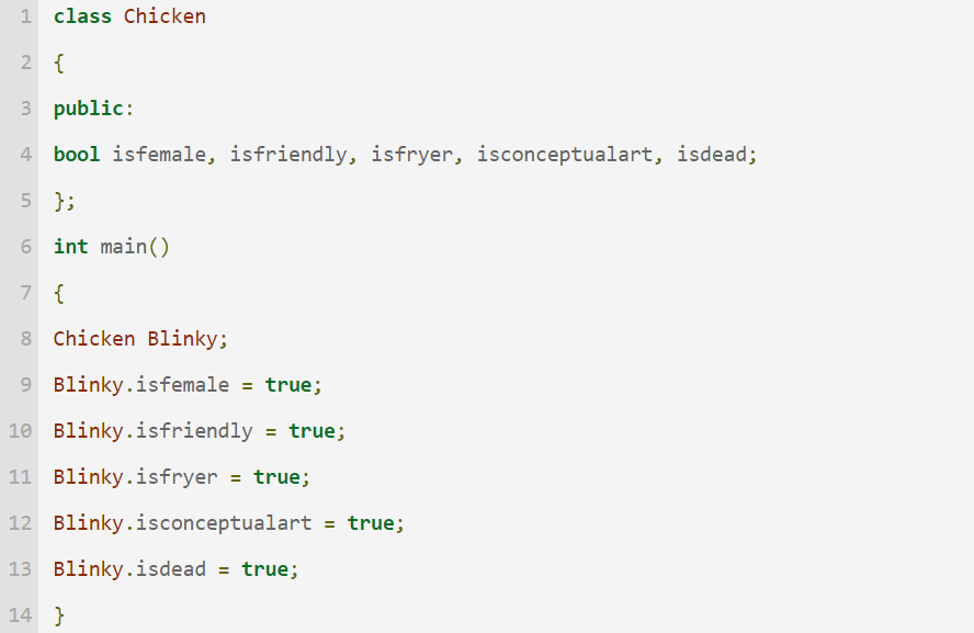describe a chicken using code