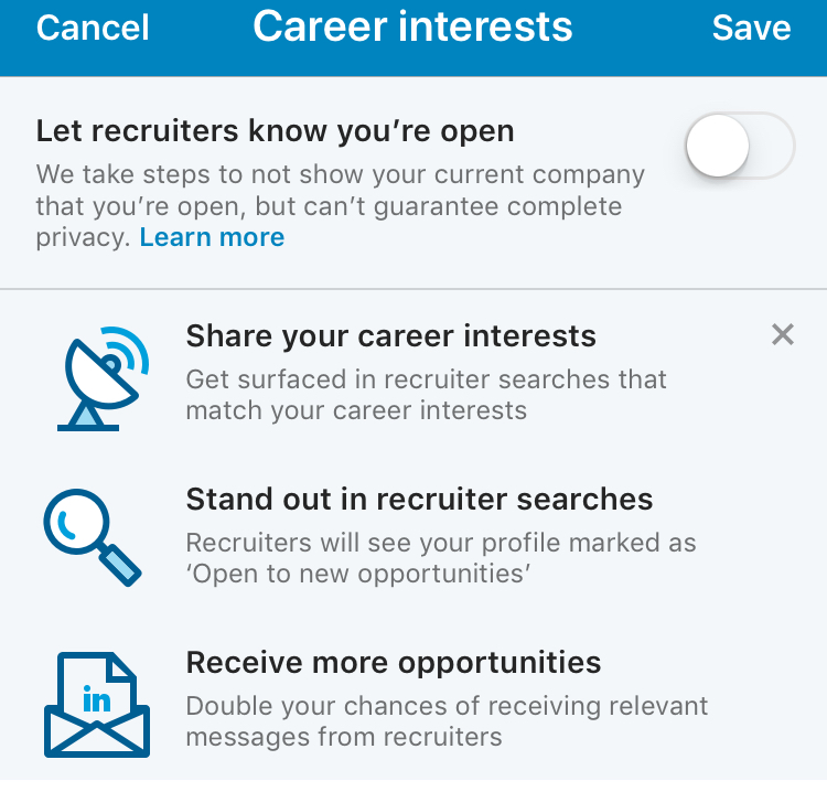 LinkedIn Setting - job seeking hack