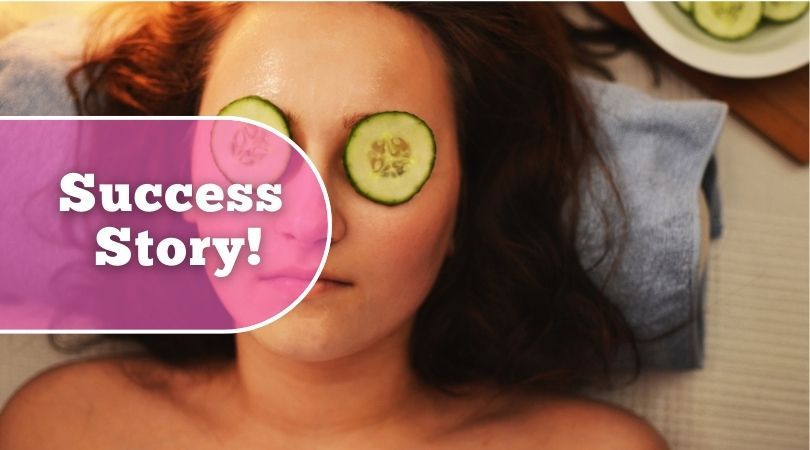 woman relaxing with cucumber on her eyes