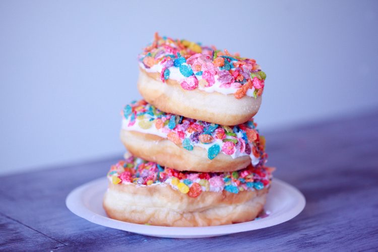 stack of pink Doughnuts